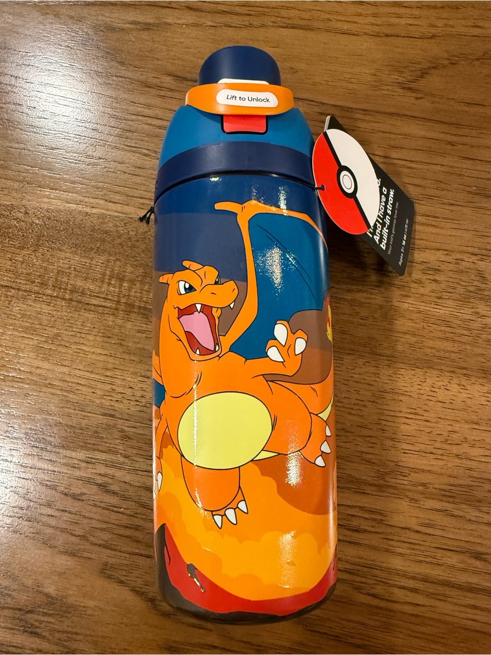 Pokemon Charizard Kids Owala Water Bottle in Orange and Blue